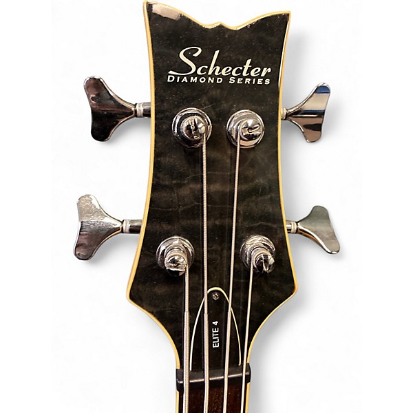 Used Schecter Guitar Research Stiletto Elite 4 String Black Electric Bass Guitar
