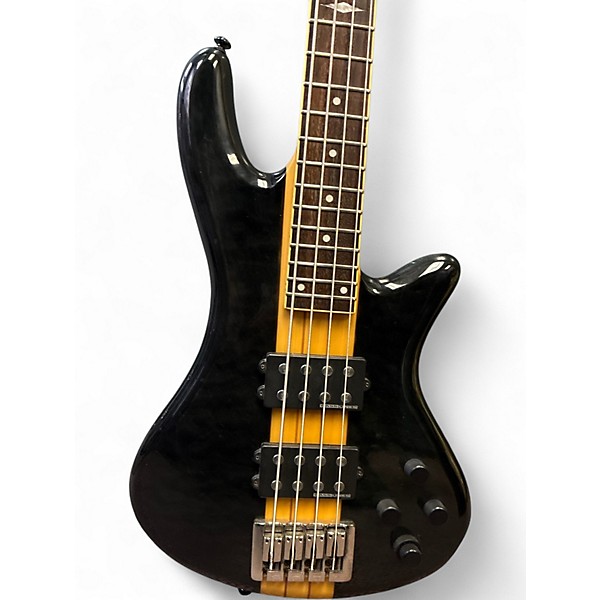 Used Schecter Guitar Research Stiletto Elite 4 String Black Electric Bass Guitar
