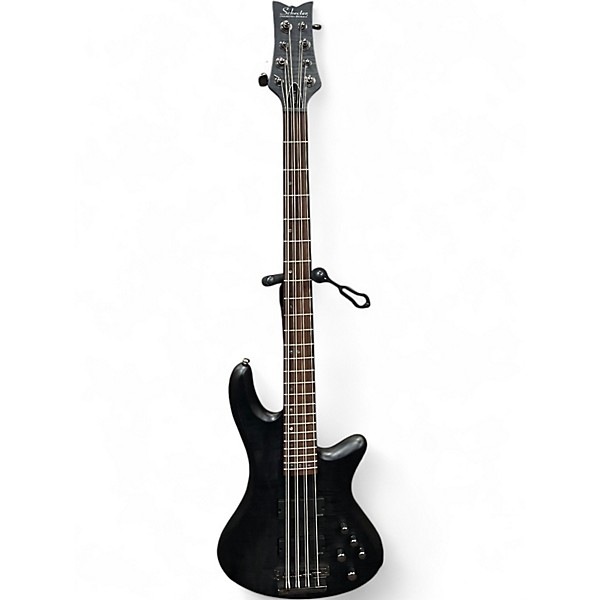 Used Schecter Guitar Research Stiletto Studio 8 String See Thru Black Satin Electric Bass Guitar