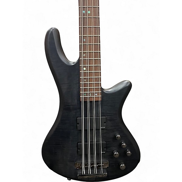 Used Schecter Guitar Research Stiletto Studio 8 String See Thru Black Satin Electric Bass Guitar