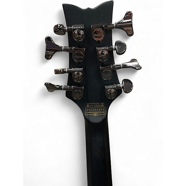 Used Schecter Guitar Research Stiletto Studio 8 String See Thru Black Satin Electric Bass Guitar
