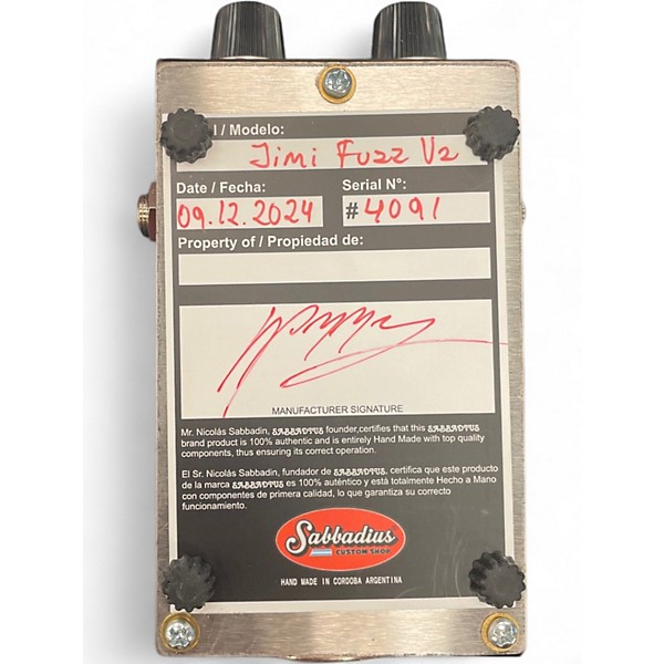 Used Sabbadius Jimi Fuzz v2 Effect Pedal