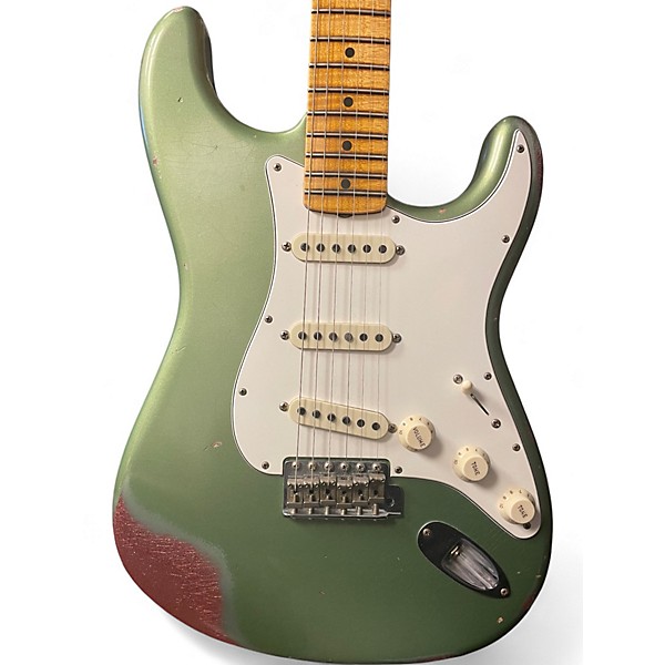 Used 2018 Fender CUSTOM SHOP LTD RELIC 1964 SPECIAL SAGE GREEN METALLIC OVER CHAMPAGNE SPARKLE Solid Body Electric Guitar