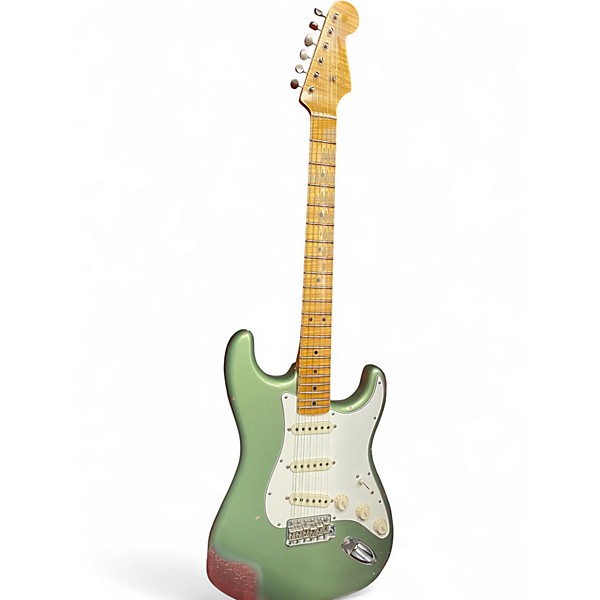 Used 2018 Fender CUSTOM SHOP LTD RELIC 1964 SPECIAL SAGE GREEN METALLIC OVER CHAMPAGNE SPARKLE Solid Body Electric Guitar