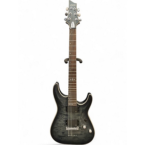 Used Schecter Guitar Research C1 Platinum TRANSLUCENT BLACK Solid Body Electric Guitar