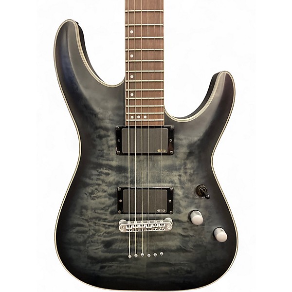 Used Schecter Guitar Research C1 Platinum TRANSLUCENT BLACK Solid Body Electric Guitar