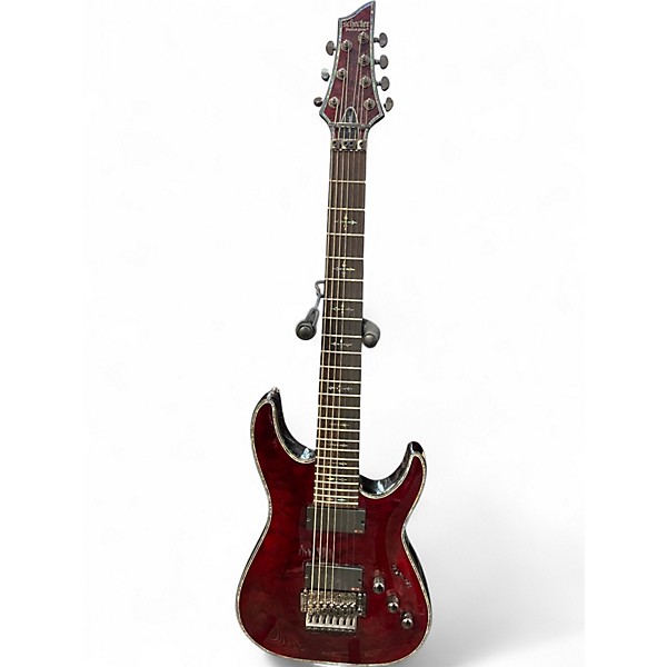 Used Schecter Guitar Research Hellraiser C7 FR 7 String Trans Red Solid Body Electric Guitar
