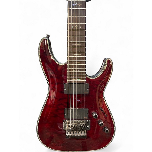 Used Schecter Guitar Research Hellraiser C7 FR 7 String Trans Red Solid Body Electric Guitar