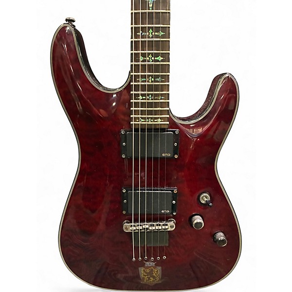 Used Schecter DAMIEN ELITE 6 STRING Crimson Red Burst Solid Body Electric Guitar