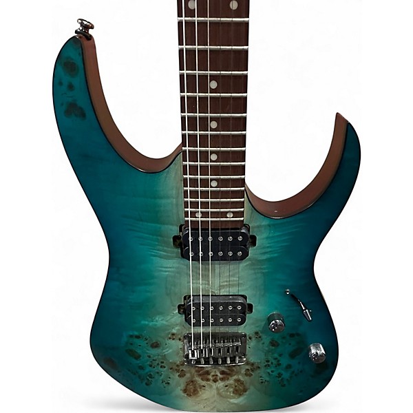 Used 2024 Ibanez RG421PB GREEN BURL Solid Body Electric Guitar
