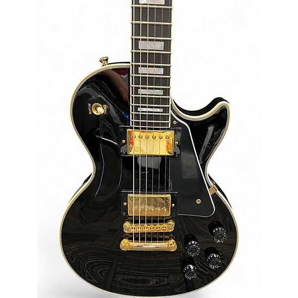 Used Epiphone Les Paul Custom Black and Gold Solid Body Electric Guitar