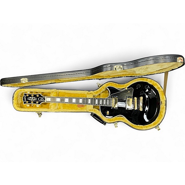 Used Epiphone Les Paul Custom Black and Gold Solid Body Electric Guitar