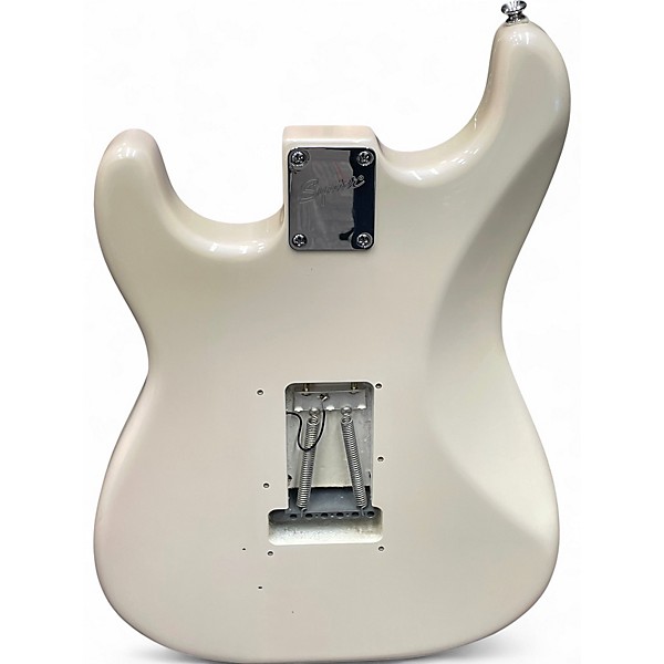Used Squier Deluxe Stratocaster White Solid Body Electric Guitar