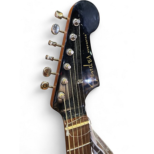 Used Fender Newporter Player Black Acoustic Electric Guitar