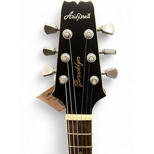 Used Aria Pro Ii 718-MK2 Brooklyn See-Thru Brooklyn Night Black Solid Body Electric Guitar