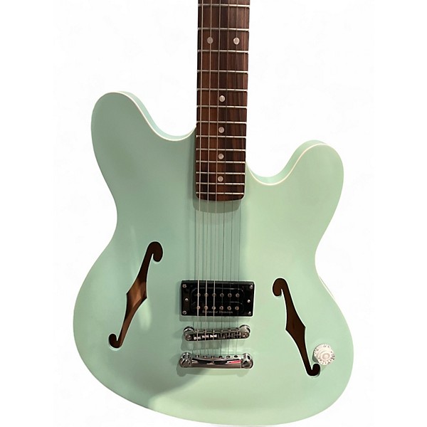 Used Fender Tom Delonge Signature Starcaster Satin Surf Green Hollow Body Electric Guitar