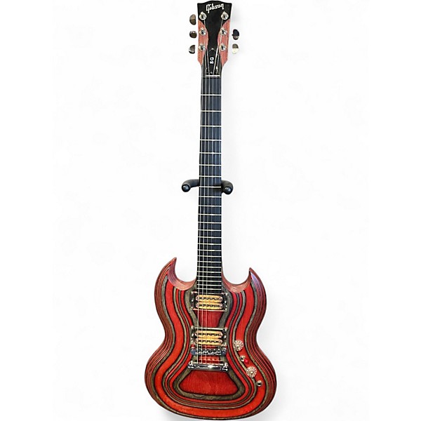 Used Gibson ZOOT SUIT SG Red with Black and White Stripes Solid Body Electric Guitar