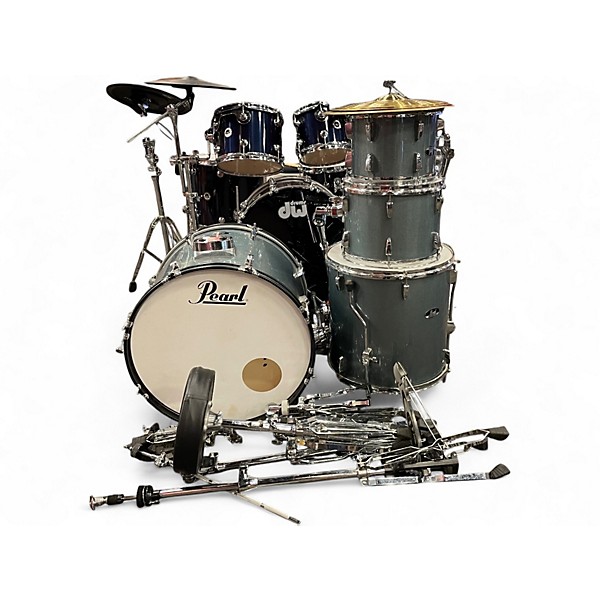Used Pearl 5 Piece ROADSHOW CHARCOAL GREY METALLIC Drum Kit