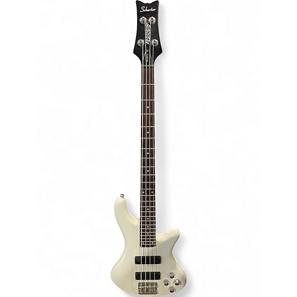 Used Schecter Guitar Research Stiletto Deluxe 4 String Alpine White Electric Bass Guitar