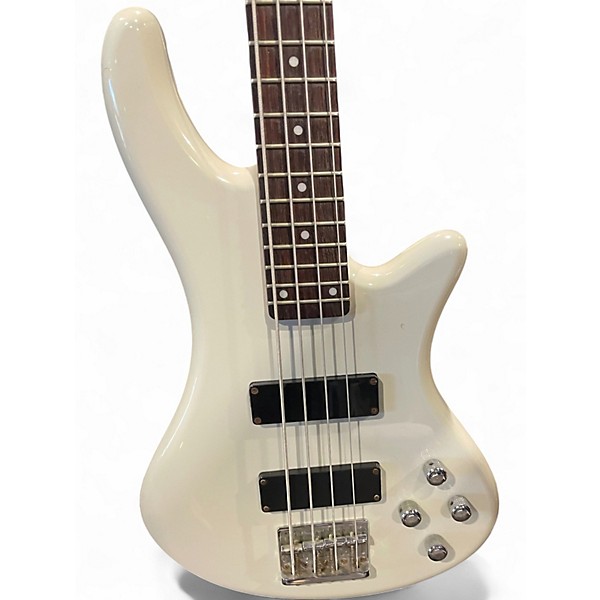 Used Schecter Guitar Research Stiletto Deluxe 4 String Alpine White Electric Bass Guitar