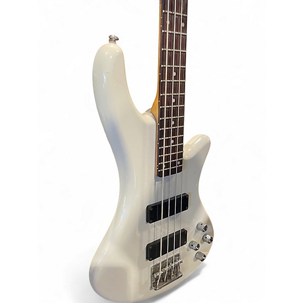 Used Schecter Guitar Research Stiletto Deluxe 4 String Alpine White Electric Bass Guitar