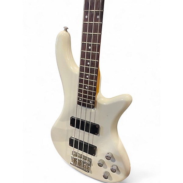Used Schecter Guitar Research Stiletto Deluxe 4 String Alpine White Electric Bass Guitar