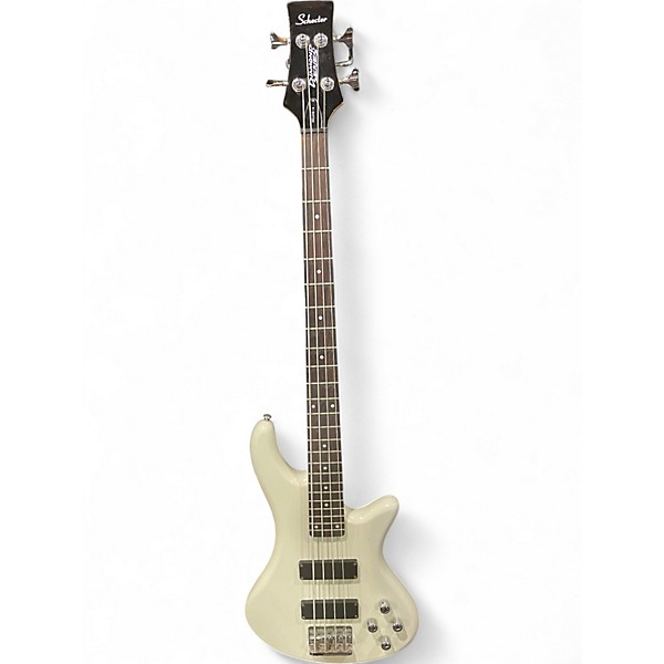 Used Schecter Guitar Research Stiletto Deluxe 4 String Alpine White Electric Bass Guitar