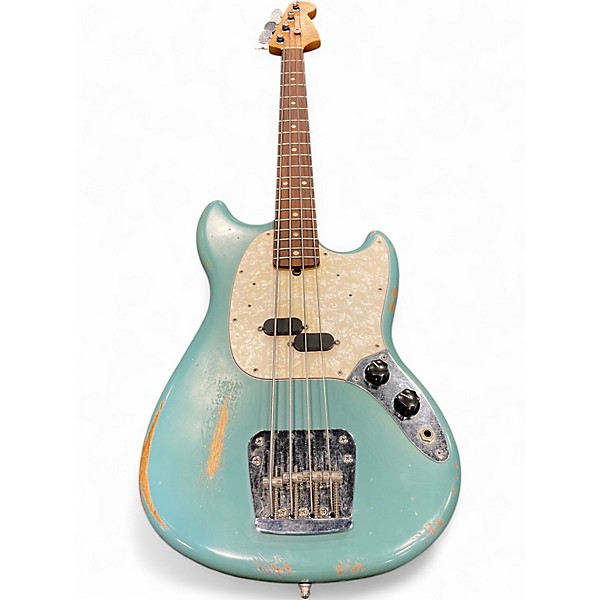 Used Fender JUSTIN MELDAL-JOHNSEN ROADWORN MUSTANG BASS Daphne Blue Electric Bass Guitar