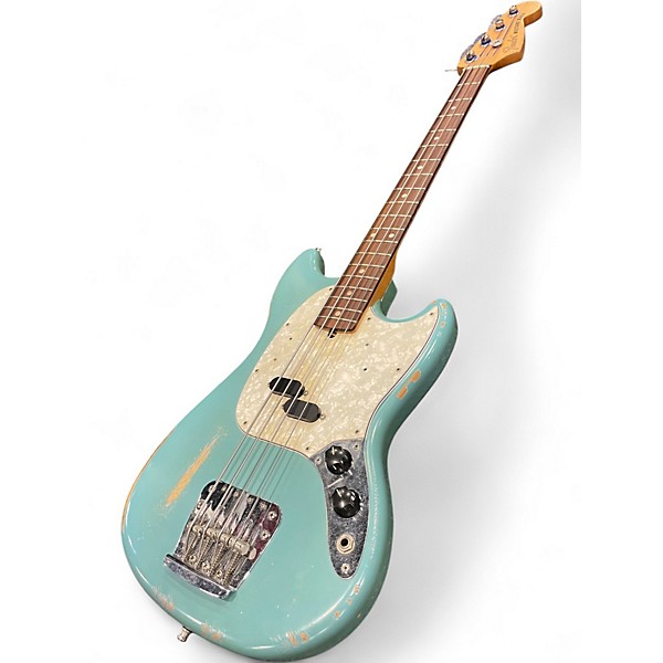 Used Fender JUSTIN MELDAL-JOHNSEN ROADWORN MUSTANG BASS Daphne Blue Electric Bass Guitar