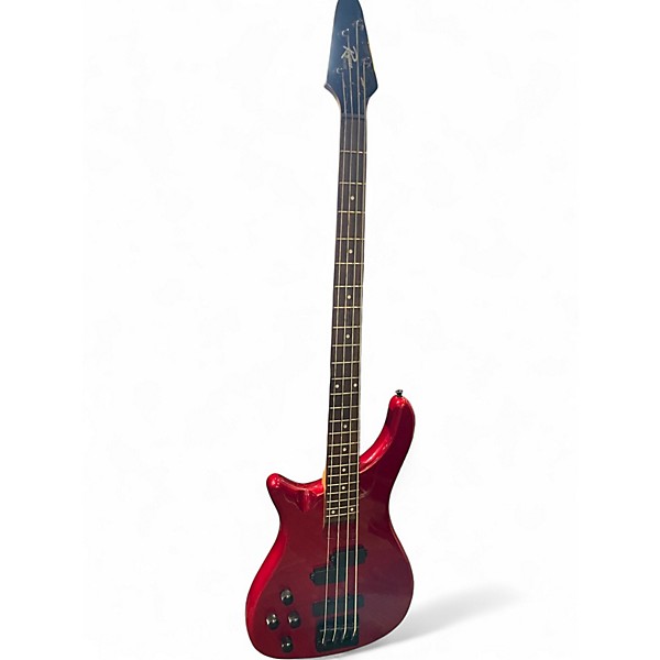 Used Rogue LX200 LEFT HANDED Chrome Red Metallic Electric Bass Guitar