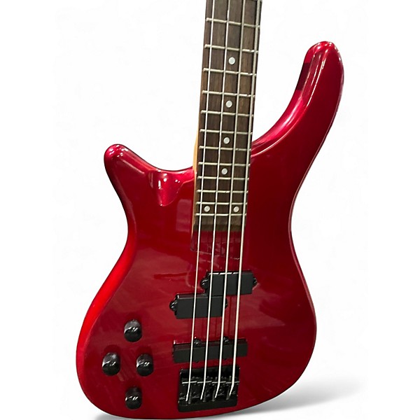Used Rogue LX200 LEFT HANDED Chrome Red Metallic Electric Bass Guitar