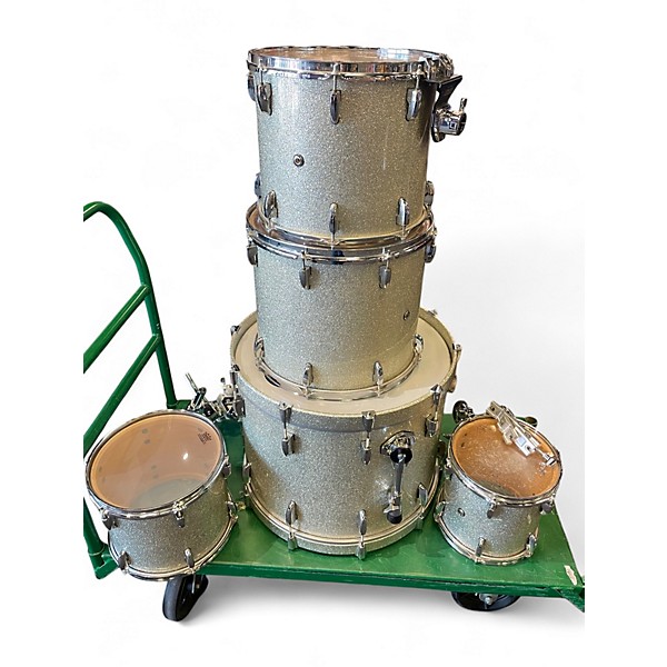 Vintage 1990s Pearl 5 Piece Masters Custom 5piece drum kit Silver Sparkle Drum Kit