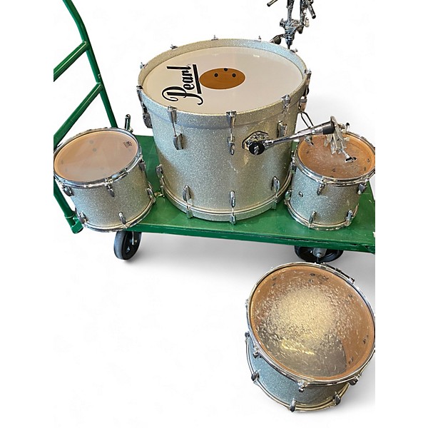 Vintage 1990s Pearl 5 Piece Masters Custom 5piece drum kit Silver Sparkle Drum Kit