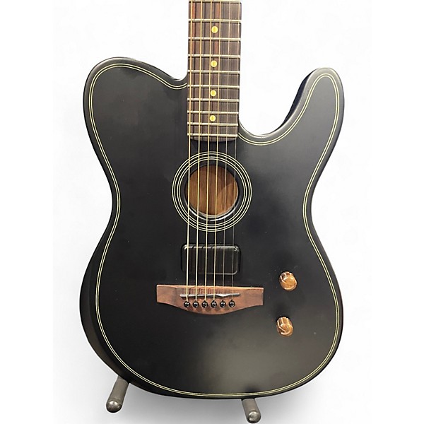 Used Fender Acoustasonic Player Telecaster Black Acoustic Electric Guitar
