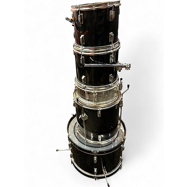 Used Percussion Plus 5 Piece Acoustic Drum Kit Black Drum Kit