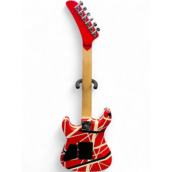 Used EVH Striped Series 5150 Red with Black and White Stripes Solid Body Electric Guitar