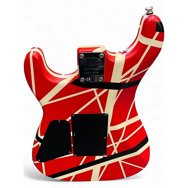 Used EVH Striped Series 5150 Red with Black and White Stripes Solid Body Electric Guitar