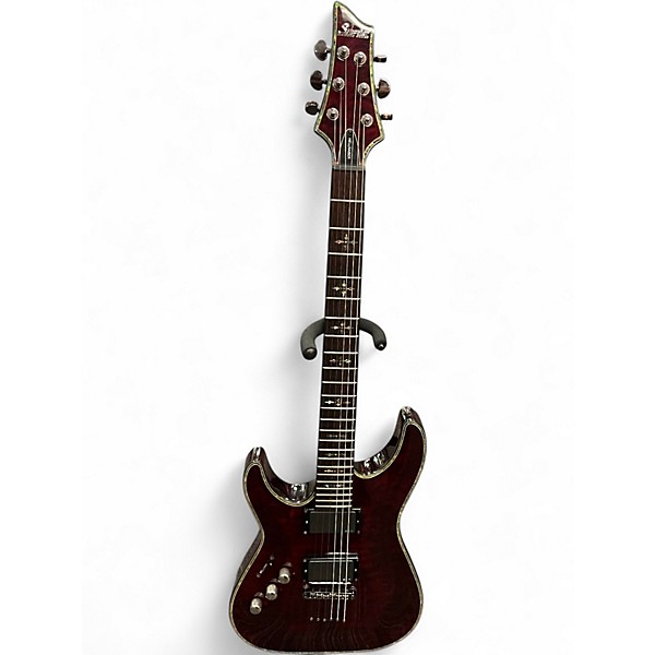 Used Schecter Guitar Research Diamond Series Hellraiser Left Handed Black Cherry Gloss Solid Body Electric Guitar