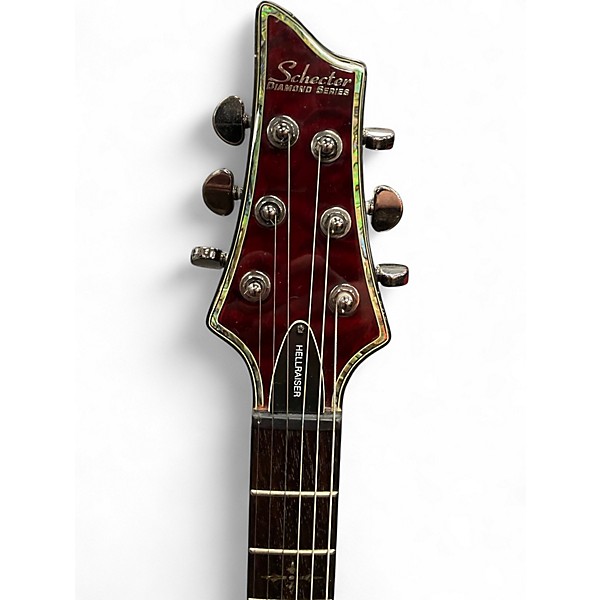 Used Schecter Guitar Research Diamond Series Hellraiser Left Handed Black Cherry Gloss Solid Body Electric Guitar