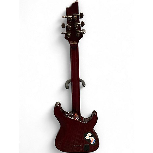 Used Schecter Guitar Research Diamond Series Hellraiser Left Handed Black Cherry Gloss Solid Body Electric Guitar