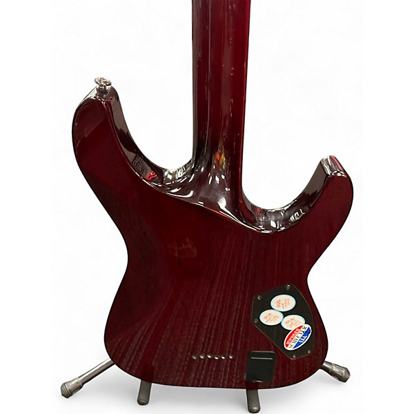 Used Schecter Guitar Research Diamond Series Hellraiser Left Handed Black Cherry Gloss Solid Body Electric Guitar