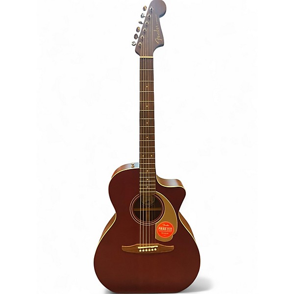 Used Fender Newporter Player Flat Red Acoustic Electric Guitar