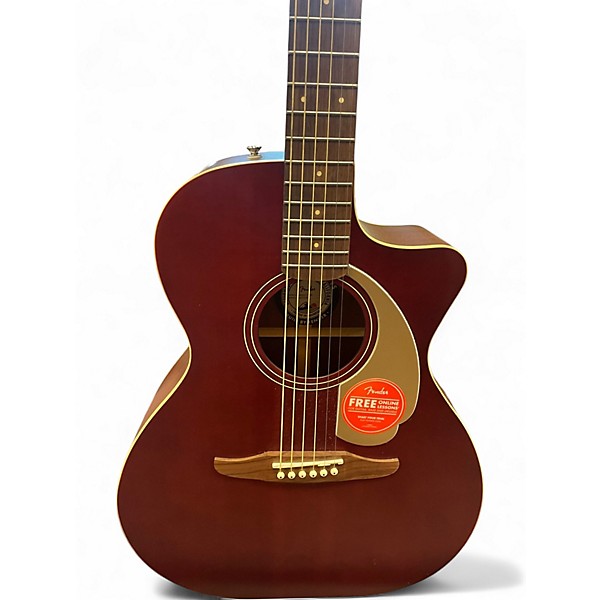 Used Fender Newporter Player Flat Red Acoustic Electric Guitar