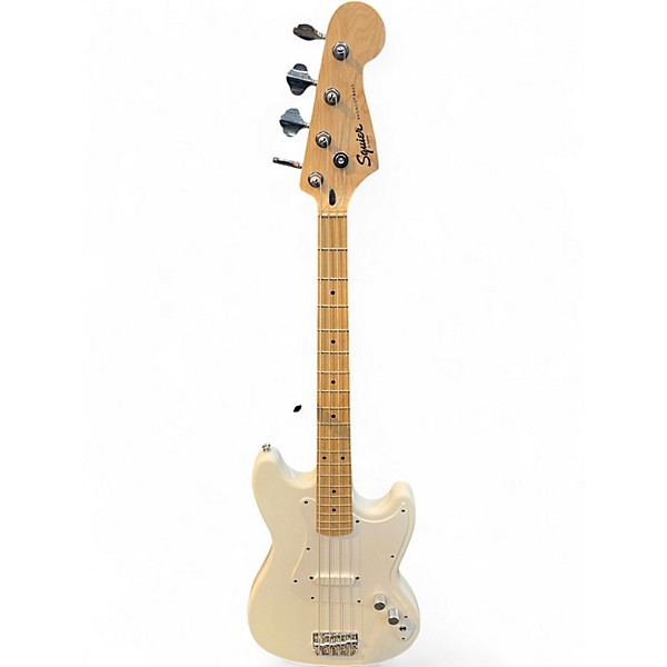 Used Squier Bronco White Electric Bass Guitar
