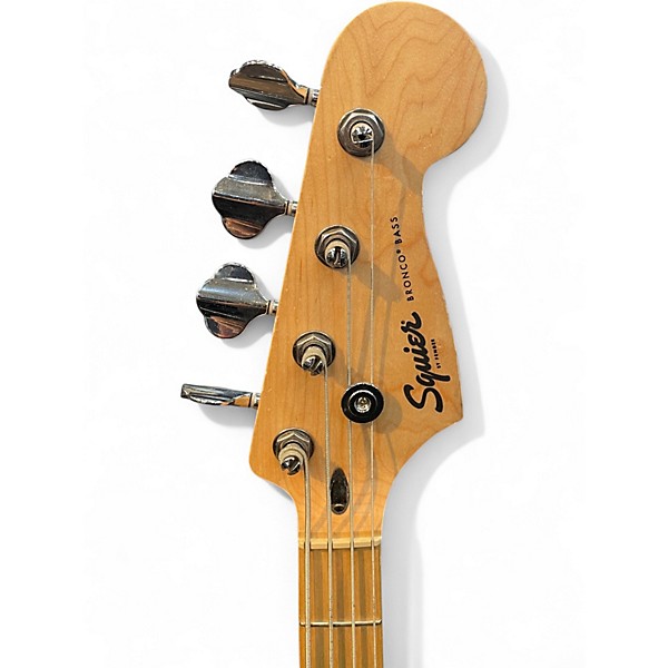 Used Squier Bronco White Electric Bass Guitar