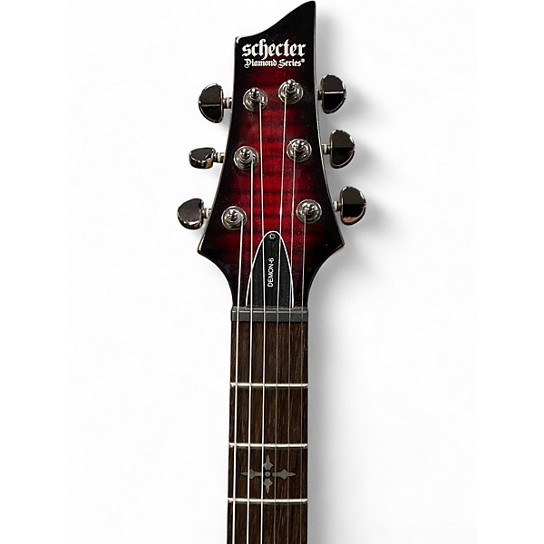 Used Schecter Guitar Research Demon 6 Trans Red Solid Body Electric Guitar