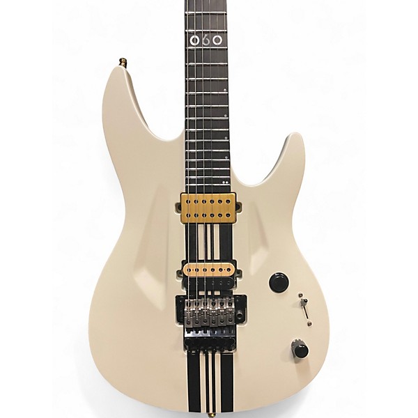 Used Aristides 060 WHITE WITH BLACK STRIPES Solid Body Electric Guitar