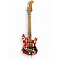 Used EVH Striped Series Frankie Red with Black and White Stripes Solid Body Electric Guitar thumbnail