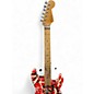 Used EVH Striped Series Frankie Red with Black and White Stripes Solid Body Electric Guitar