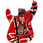 Used EVH Striped Series Frankie Red with Black and White Stripes Solid Body Electric Guitar
